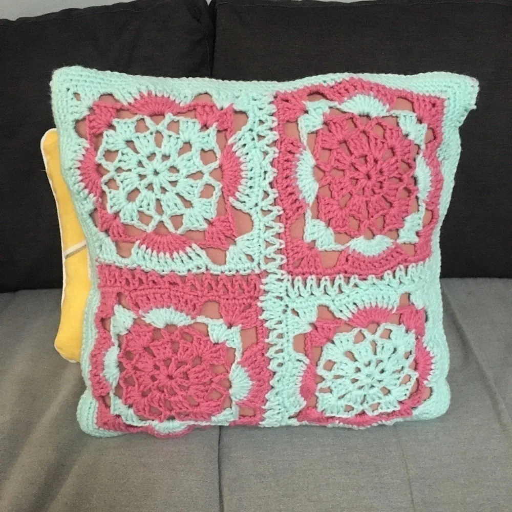 Crochet Granny Chic Throw Pillow Vintage BohoHome
